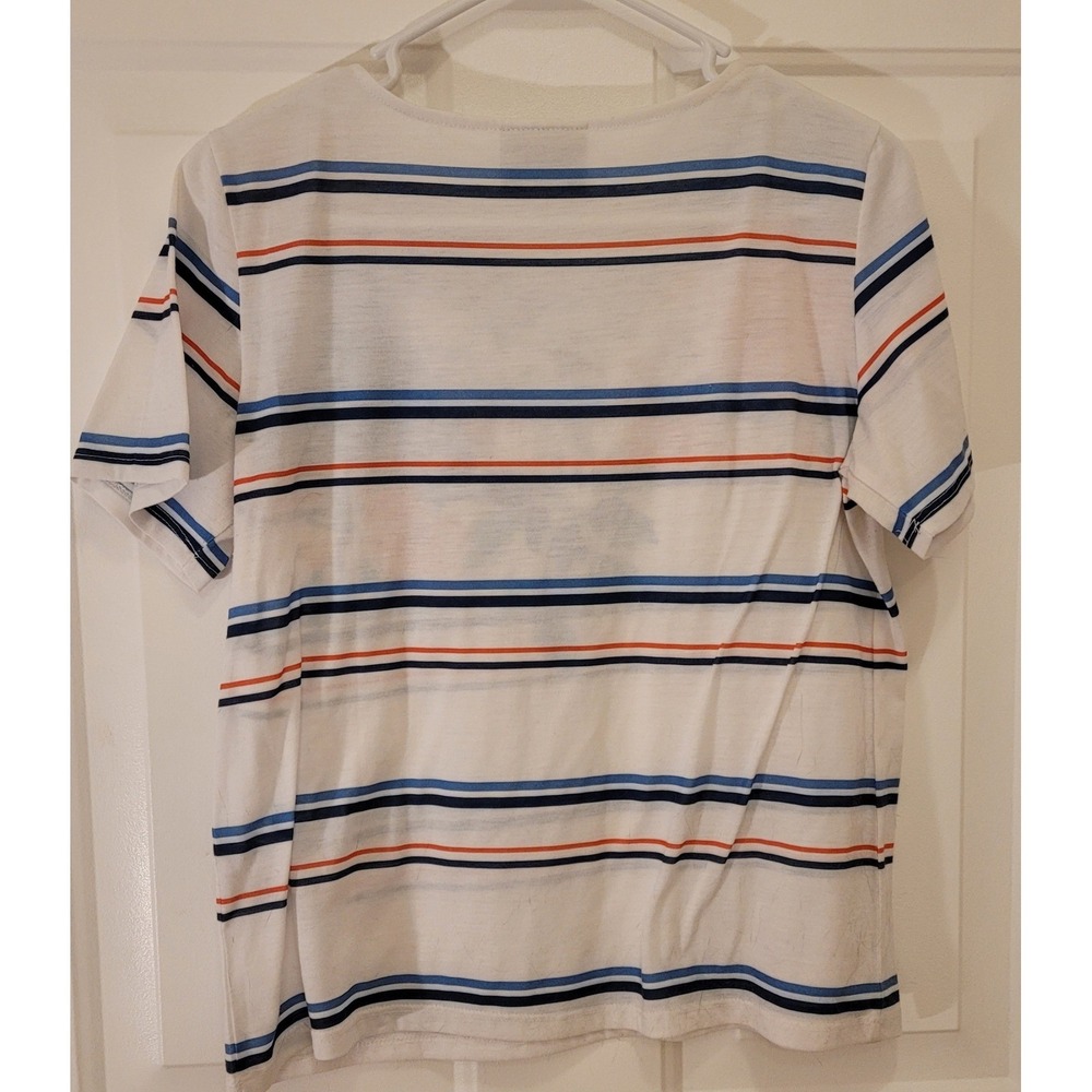 Alfred Dunner Petite Floral Striped Short Sleeve Top Womens P - Picture 7 of 7